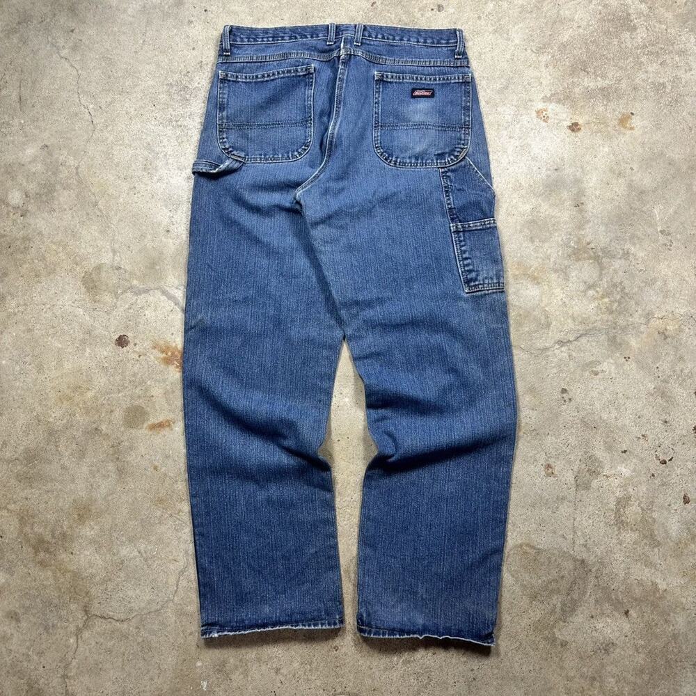 VTG Y2K Baggy Dickies Blue Denim Workwear Carpenter Jeans Size 36x34